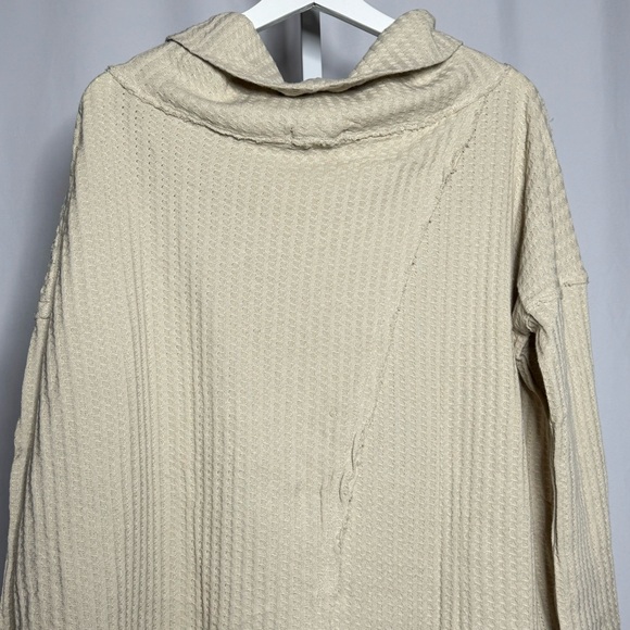 Free People Waffle Knit Cowl Neck Cream Sweater — S - Picture 8 of 9